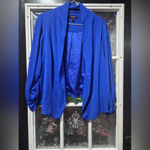 Torrid Blue Ruched Sleeve Blazer - Picture 2 of 5